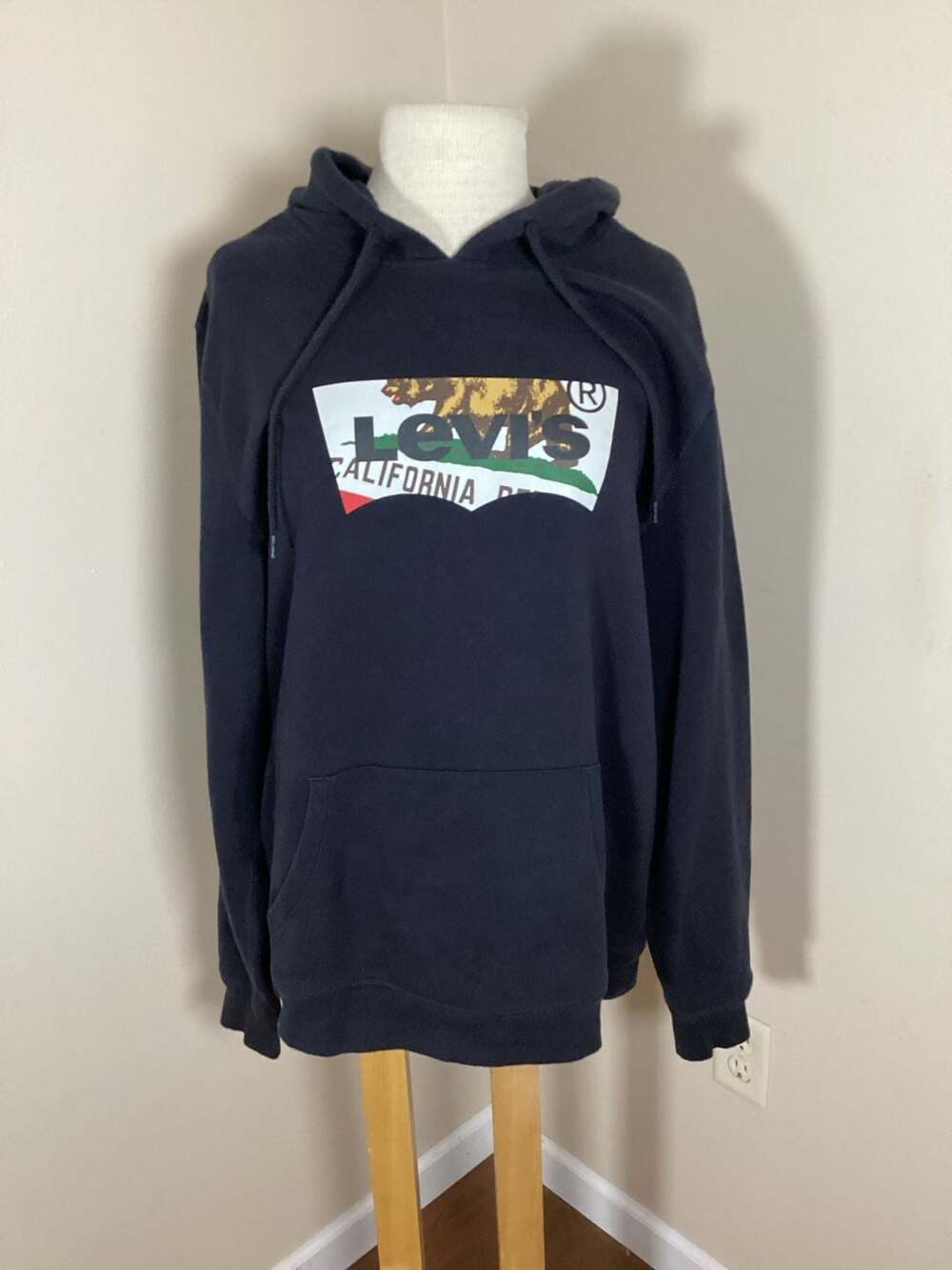 Levi's California Bear Graphic Hoodie Navy Blue Size Large